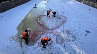 Петербуржцев попросили не оставлять надписи на льду городских водоемов