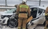 Петербурженка на Opel протаранила трактор на Суздальском проспекте