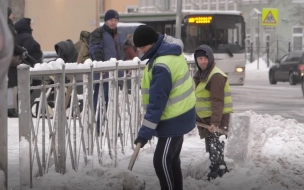 Бюджетники вышли на уборку улиц в Адмиралтейском районе Петербурга