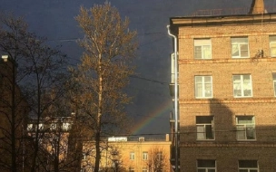 Петербуржцы засняли яркую радугу на фоне пасмурного неба