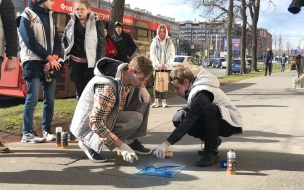 Волонтеры антинаркотической акции "Синяя птица" за один рейд закрасили в петербургских дворах 78 незаконных объявлений