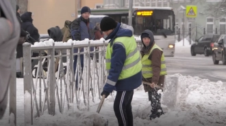 Бюджетники вышли на уборку улиц в Адмиралтейском районе Петербурга