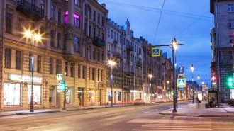 Синим цветом подсветили Большой проспект Петроградской стороны после матча "Зенита"