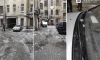 В центре Петербурга коммунальные службы сбросили наледь на автомобиль 