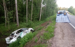 В Ленобласти каршеринг завалился в овраг с водой