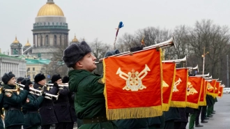 Первая репетиция парада оркестра к Дню Победы прошла в Петербурге