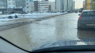 Муринскую дорогу перекрыли из-за разлива воды