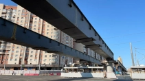 Смонтирован второй блок пролетного строения через Ленсовета на Московско-Дунайской развязке
