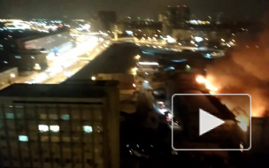Видео: в Королёве горит склад