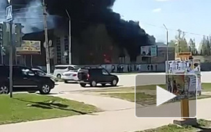 Появилось видео крупного пожара в аквапарке в Башкирии