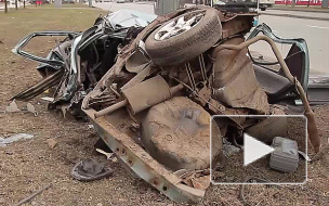 Nissan разорвало надвое на Кушелевской дороге: тяжело пострадали водитель и пассажир, работал эвакуатор