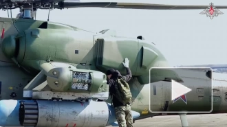 Минобороны показало кадры боевой работы экипажей вертолетов Ми-28