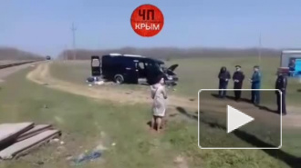 Появилось видео с места столкновения поезда и маршрутки в Крыму 