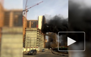 Очевидец снял пожар в Одинцово