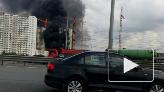 Появилось видео страшного пожара на стройке в ЖК "Новая Охта"