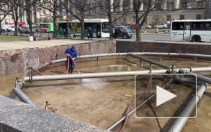 В Петербурге помыли фонтаны на Московской площади