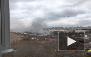 Появилось видео крупного пожара на автомойке в Омске