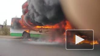 Полыхающий автобус в Ярославле попал на видео 