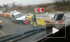 Появилось видео с места ДТП в Петербурге, где машина ДПС протаранила пластиковое ограждение 