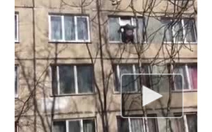 Появилось видео, как мужчина повис на балконе, пытаясь убежать от похитителей