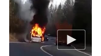 На трассе Светогорск — Петербург автобус загорелся на ходу