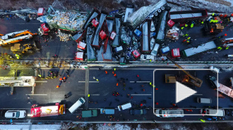 Видео кошмарного ДТП 56 машин в Китае, унёсшего жизни 17 человек 