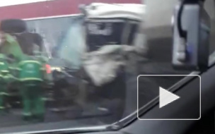 Появилось видео с места смертельной аварии с грузовиками на МКАД в Москве