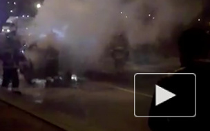 Появилось видео ДТП с перевертышем и пожаром на проспекте Славы