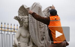 Скульптуры Летнего сада укрыли на зиму: взгляд Piter.TV