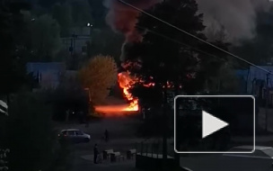 Видео: в Парголово сгорели два гаража