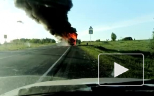 Под Кемерово полностью выгорел рейсовый автобус с пассажирами