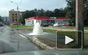Появилось видео фонтана холодной воды на проспекте Большевиков