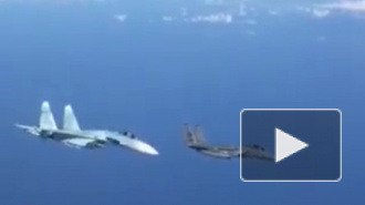 Видео: Су-27 отогнал наглый истребитель НАТО от правительственного самолета