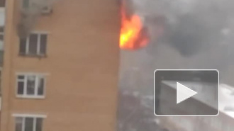 Появилось видео пожара в жилом доме в Одинцово