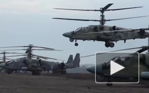 Минобороны РФ опубликовало кадры уничтожения позиции ВСУ вертолетами Ка-52