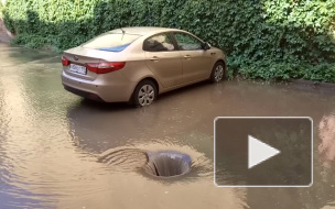 Видео: Мутная вода залила двор на набережной Фонтанки