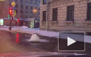 На Заневском проспекте из-под земли забил фонтан воды