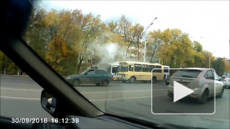 ДТП с пассажирским автобусом в Уфе попало на видео