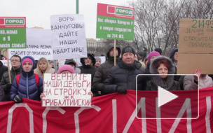 На Марсовом поле протестующие дольщики собирали детские рисунки