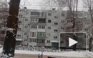 Появилось видео пожара в Тольятти на улице Дзержинского