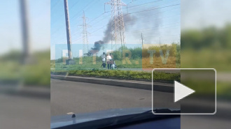 Видео: в районе ЖК "Новая Охта" заметили пожар