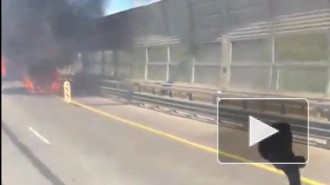 Появилось видео горящего автомобиля на ЗСД