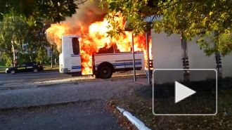 Пожар маршрутки в Кемерово попал на видео