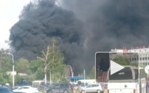 В Купчино разгорелся страшный пожар. Столб дыма виден за несколько километров