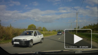 Под Петербургом очевидцы сняли на видео колонну машин с детьми за рулем