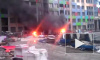 Появилось видео с Октябрьской набережной, где горит жилой комплекс