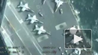 Иранское ТВ опубликовало видео пролета беспилотников КСИР над авианосцем США