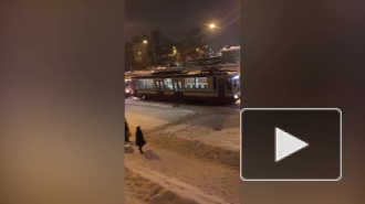 На улице Бабушкина образовалась пробка из трамваев