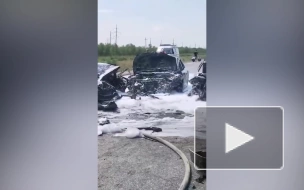 В массовом ДТП под Саратовом сгорели четыре машины