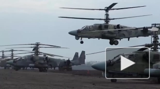 Минобороны РФ опубликовало кадры уничтожения позиции ВСУ вертолетами Ка-52